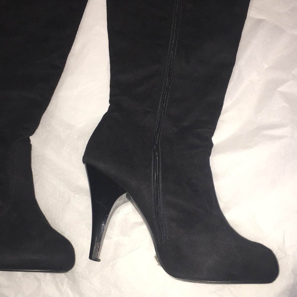 Anna Michelle Stiletto soft black almond toe zip over the knee cuff boot 29 EUC - Picture 17 of 17